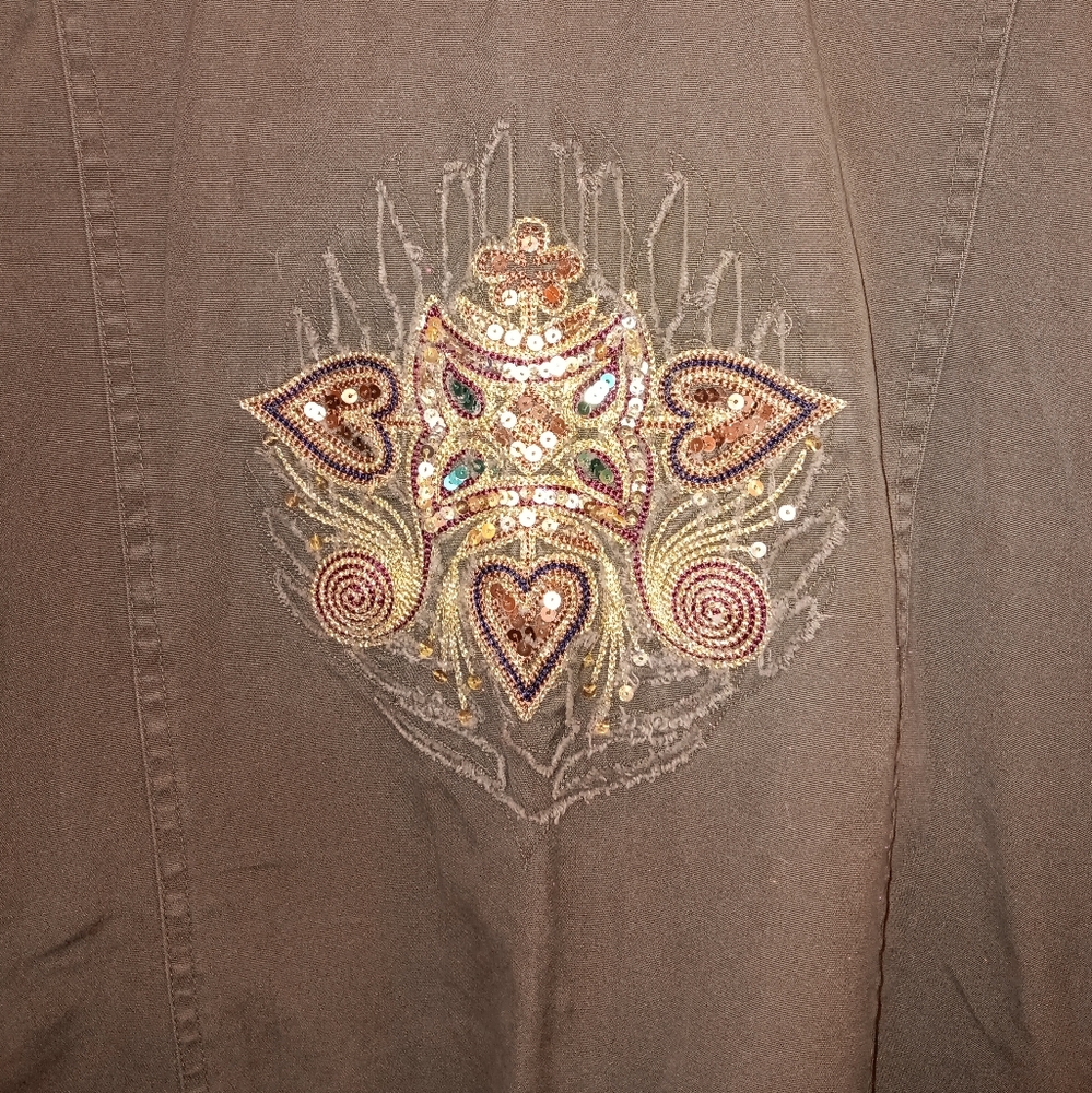 Vintage Denim Co. Jacket Sparkle And Sequins On Back Buckles Belt Eur 44 16
